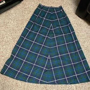 Vintage Blue and Green Plaid A-Line Skirt Grunge Chic
